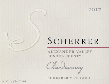 Label: 2017, Scherrer, Alexander Valley, Sonoma County, Scherrer Vineyard, Chardonnay, Alcohol 14.5% by volume