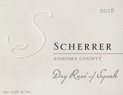 Wine Label: 2018, Scherrer, Sonoma County, Dry Rosé of Syrah, Alcohol 13.5% by volume.