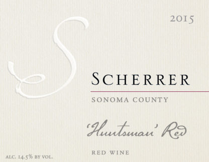 Label: 2015, Scherrer, Sonoma County, 'Huntsman' Red, Red Wine, Alcohol 14.5% by volume
