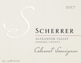 Label: 2017, Scherrer, Alexander Valley, Sonoma County, Cabernet Sauvignon, Alcohol 14.8% by volume
