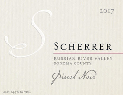 Label: 2017, Scherrer, Russian River Valley, Sonoma County, Pinot Noir, Alcohol 14.5% by volume