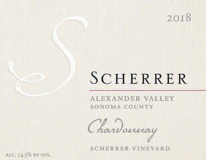 Label: 2018, Scherrer, Alexander Valley, Sonoma County, Scherrer Vineyard, Chardonnay, Alcohol 14.5% by volume
