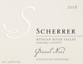 Label: 2018, Scherrer, Russian River Valley, Sonoma County, Pinot Noir, Gunsalus Vineyard, Alcohol 14.5% by volume
