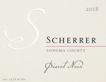 Label: 2018, Scherrer, Sonoma County, Pinot Noir, Alcohol 14.5% by volume