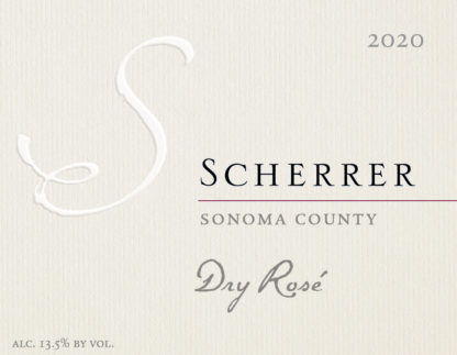 Wine Label: 2020, Scherrer, Sonoma County, Dry Rosé, Alcohol 13.5% by volume.