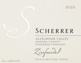 Label: 2020, Scherrer, Alexander Valley, Sonoma County, Scherrer Vineyard, Zinfandel, 'Old & Mature Vines', Alcohol 14.8% by volume