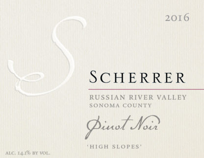 Label: 2016, Scherrer, Russian River Valley, Sonoma County, Pinot Noir, 'High Slopes', Alcohol 14.1% by volume