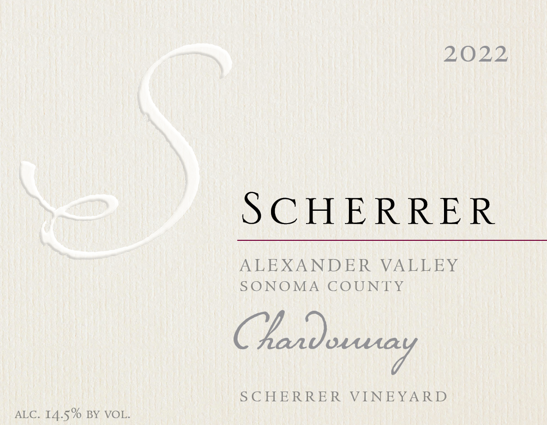 Label for 2022 Scherrer Vineyard Chardonnay