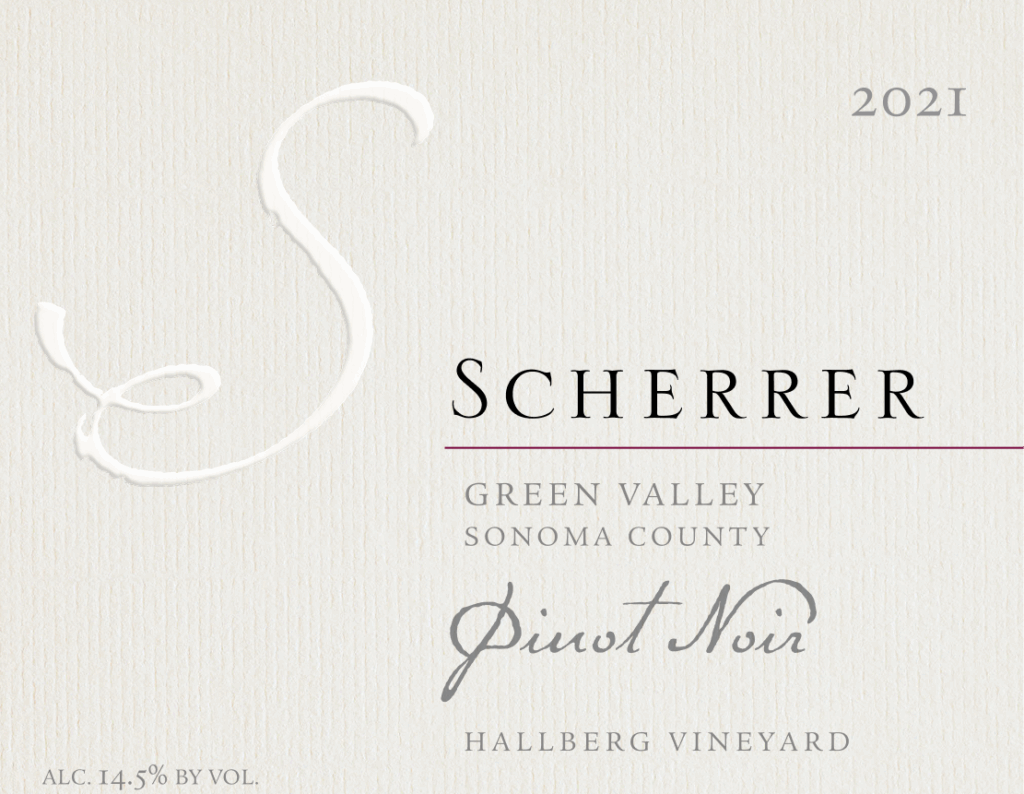 Bottle Label 2021 Hallberg Vineyard Pinot Noir