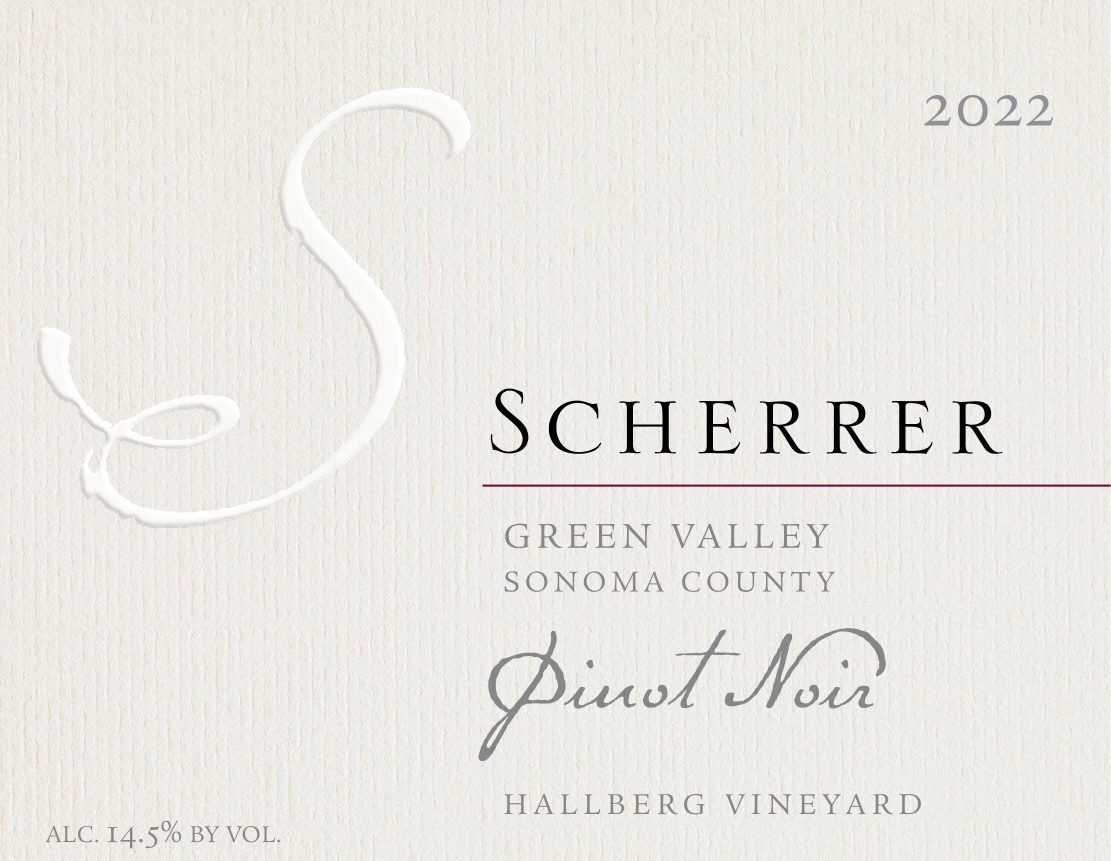 Scherrer Winery 2022 Hallberg Vineyard Pinot Noir label